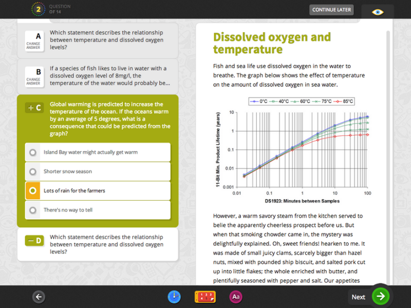 Screenshot of a test delivery page of NZCER's test delivery web platform