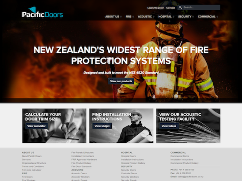 Home page of Pacific Doors website built in Drupal by HeadFirst