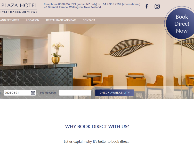 Screenshot of the Hotel Bay Plaza website created by Xequals