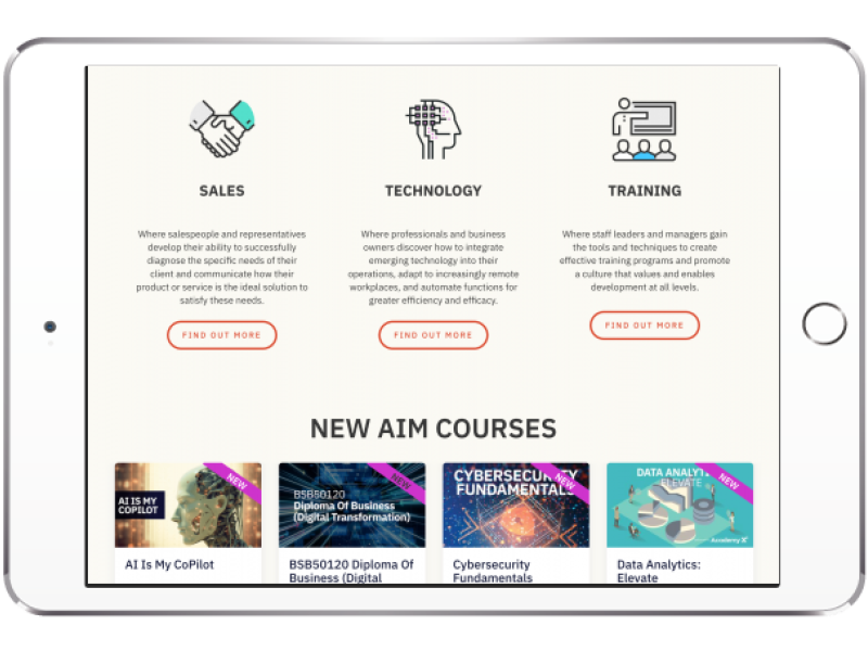 AIM website on desktop