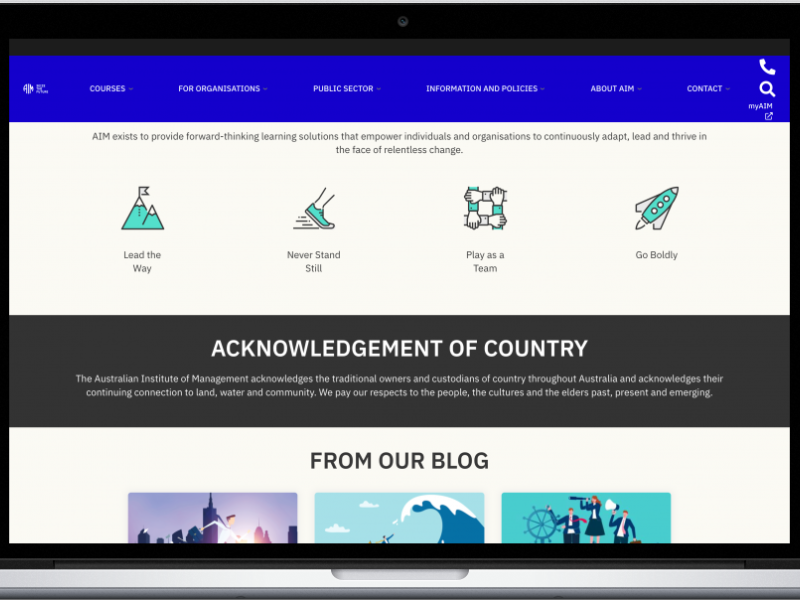 AIM website on desktop