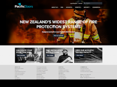 Home page of Pacific Doors website built in Drupal by HeadFirst
