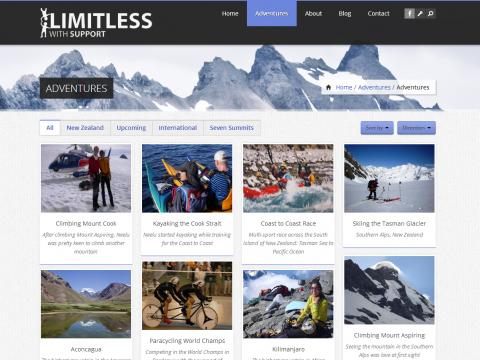 Adventures page of Limitless With Support website