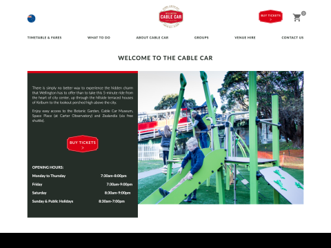 A screenshot of the Wellington Cable Car website created by Xequals